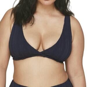 Andie Belmar Top Navy Blue Bikini Triangle Swimwear Bathing Suit Twisted M New